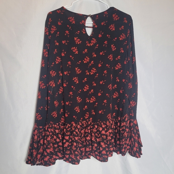 Mossimo Witchy Dark Romantic Fairy Grunge Flutter Sleeve Top Black & Red - Picture 5 of 11